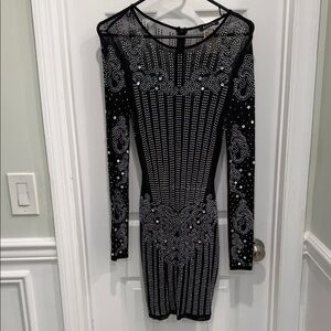 Banjul Black and Silver Long Sleeve Dress